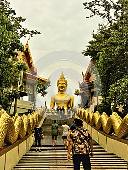 Chon Buri,Thailand-May 11,2019: Wat Phra Yai Temple - Big Buddha Statue Pattaya City, Bang Lamung District, Chon Buri.A nice