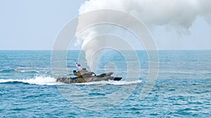 Assault amphibious vehicle of South Korea sails along the sea during Cobra Gold 2018 Multinational Military Exercise