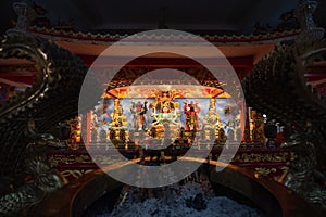 CHONBURI, THAILAND - November 8, 2020 -Wihan Thep Sathit Phra Kitthi Chalerm Shrine Nacha Sa Thai Chue Shrine Or Naja Temple at