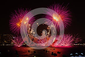 Chonburi, Thailand - November 28, 2015: Pattaya International Fireworks Festival is a competition between multiple countries