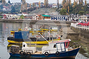 Chonchi harbour in Chiloe island Chile photo