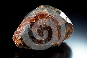 Chondrodite fossil mineral stone. Geological crystalline fossil. Dark background close-up. photo