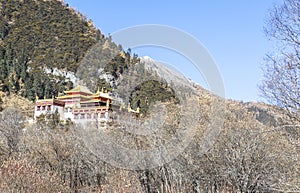 Chonggu monastery at Yading Nature Reserve in Sichuan, China