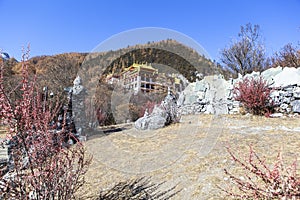 Chonggu monastery at Yading Nature Reserve in Sichuan, China