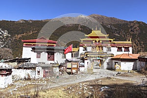 Chonggu monastery at Yading Nature Reserve in Sichuan, China