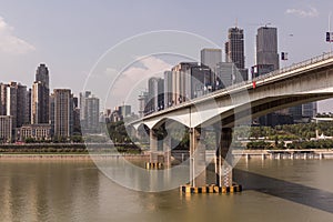 CHONGQING, CHINA - AUGUST 16, 2018: Huanghuayuan Bridge over Jialing river in Chongqing, Chi