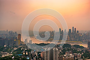 Chongqing, China downtown city skyline over the Yangtze River