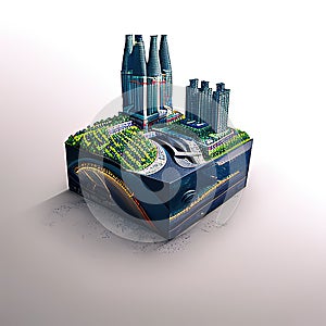 Chongqing, Chongqing, China Microcity Model. Generative AI.