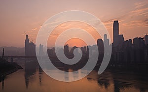 Chongqing city skyline at dawn