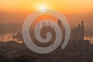 Chongqing city skyline at sunset