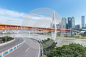 Chongqing cityscape of bridge on Jialing river
