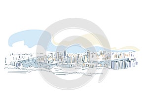 Chongqing CQ China vector sketch city illustration line art sketch