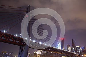 Chongqing DongShuiMen Yangtze River Bridge at Night photo