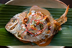 Choo chee fish. Thai food. photo