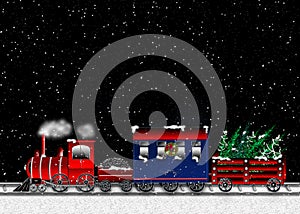 Choo Choo Train Carrying Christmas Trees - Graphic photo