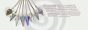 Choose a Crystal Dowsing Pendulum word cloud banner