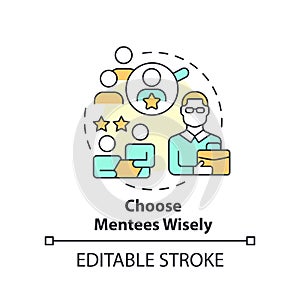 Choose mentees wisely concept icon