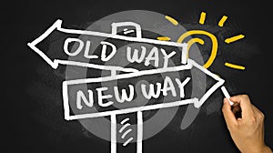 Choose new way concept hand drawing on blackboard