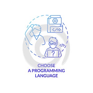 Choose a programming language blue gradient concept icon