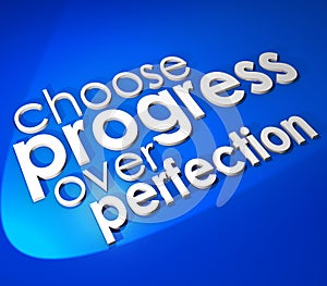 Choose Progress Over Protection 3d Word Blue Background