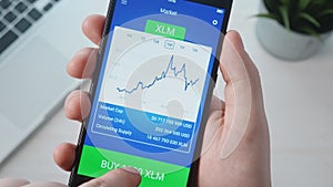Choosing cryptocurrency and buying it using mobile app