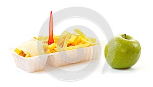 Choosing a healthy apple or an unhealthy portion of French fries