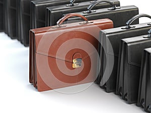 Choosing stock market portfolio or briefcase concept. One unique