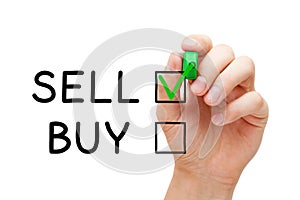 Choosing To Sell Not To Buy Check Mark Concept