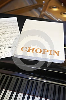 Chopin classical musical score with piano and background