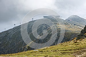 Chopok hill with cableway scene, Low Tatras mountain, Slovakia