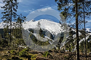 Chopok peak in Low Tatras mountains, Slovakia, hiking theme