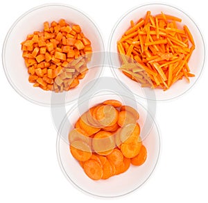 Chopped Carrots In White Bowls VI