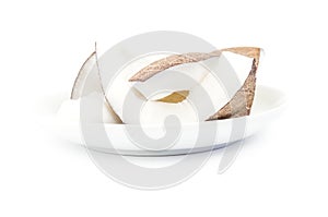 Chopped coconut isolated on a white cutout
