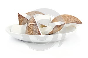 Chopped coconut on a white background cutout