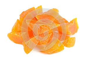 Chopped Dried Apricots on White Background