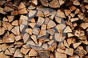 Chopped fire wood stack outdoor