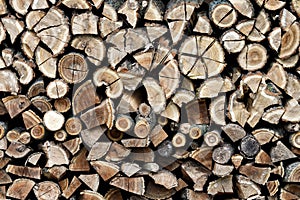 Chopped firewood background, Firewood stack for fire