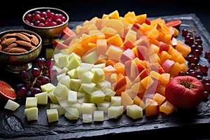 chopped fruit for decorating diwali mithai