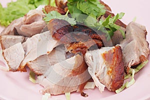 Chopped German Pork Hocks on plate photo