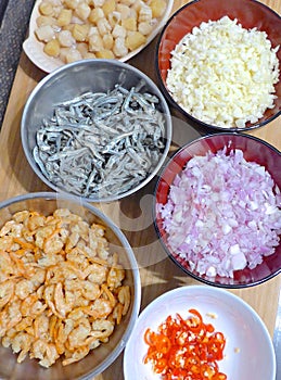 Chopped ingredients for cooking