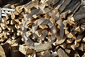 Chopped and loosely piled firewood