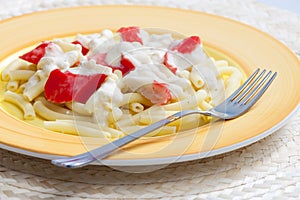 chopped macaroni with surimi