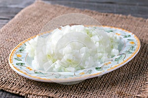 Chopped onions on a plate