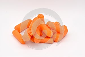Peeled Baby Carrots on White Background