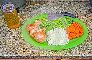 Chopped Raw Vegetables or a Mirepoix