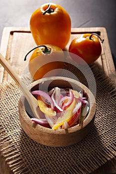 Chopped Red Onion with Chili photo