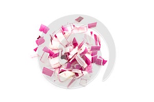 Chopped red onion isolated