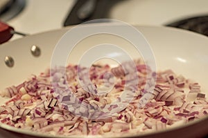 Chopped Red Onion In Pan