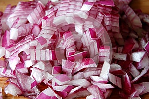 Chopped red onions photo
