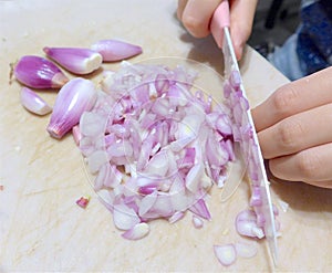 Chopped red onions